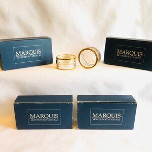 Set of 8 WATERFORD CRYSTAL Hanover Gold Napkin Rings- New in Boxes